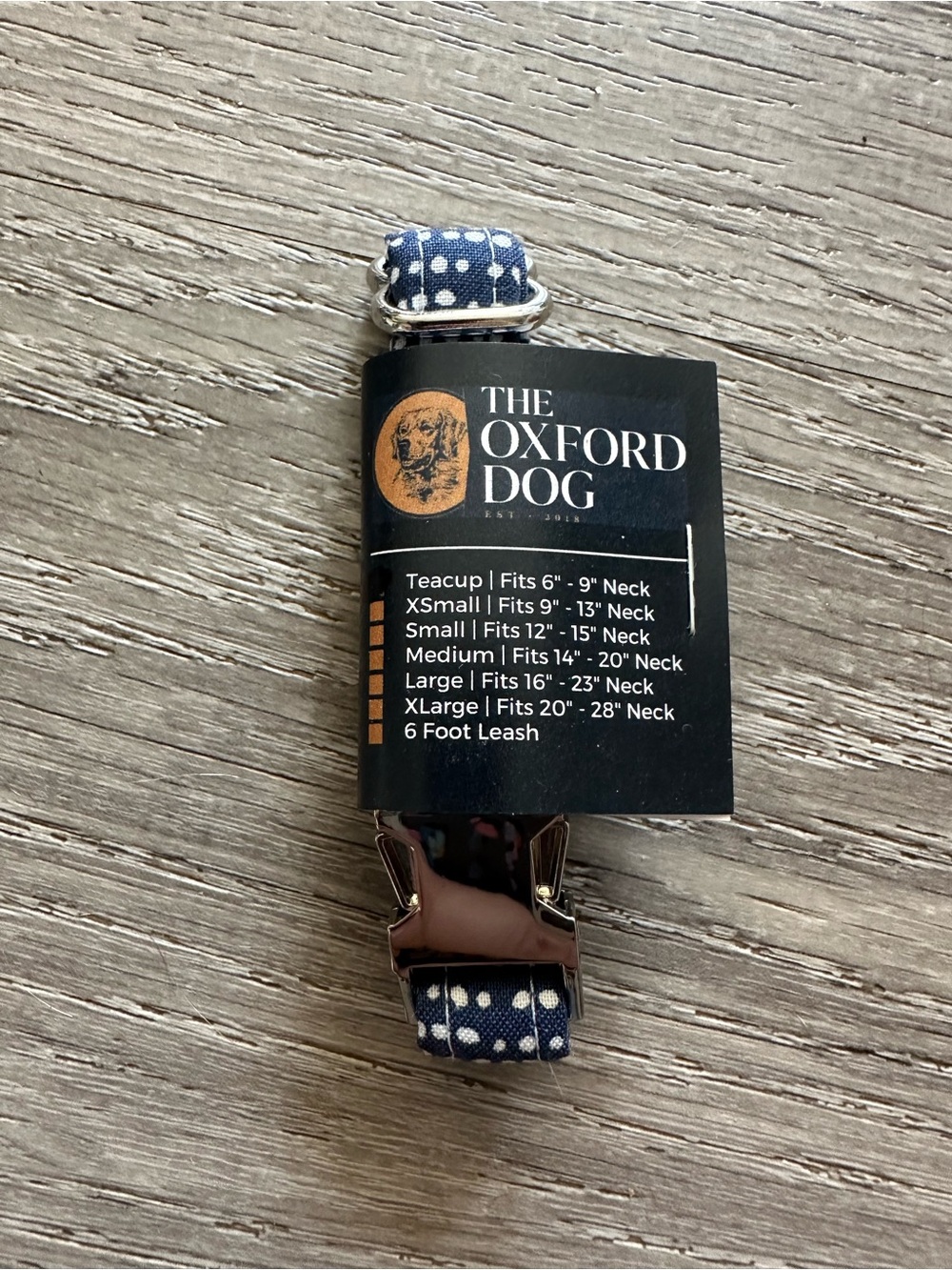 Navy Polka Dot Dog Collar - XXS